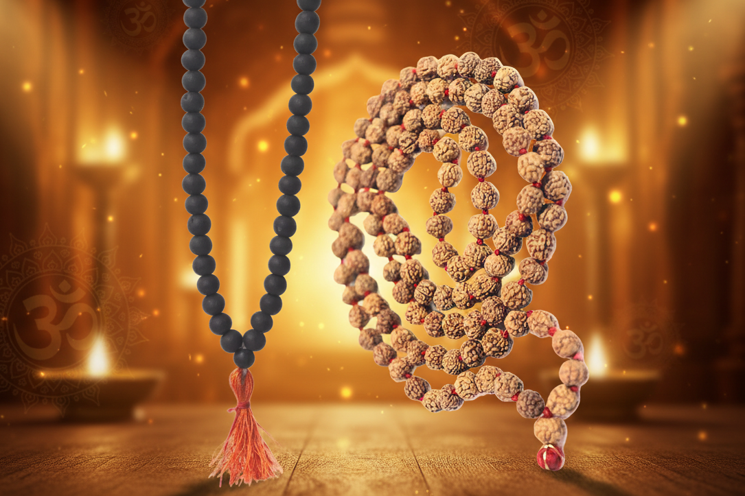 Combo Of 8MM Karungali Mala & 8MM Rudraksha Mala WithLab Tested Certificate