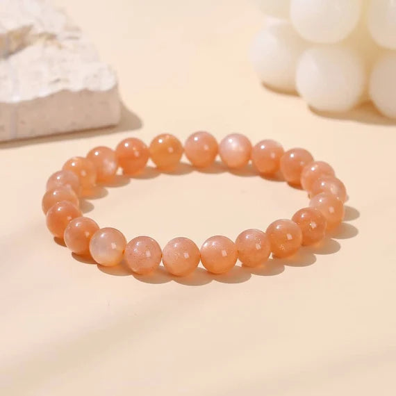 Natural Sunstone Bracelet 8 Mm With Lab Certificate